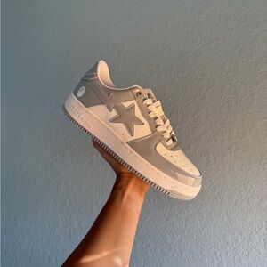 A Bathing Ape BAPE STA Patent Leather Gray and White